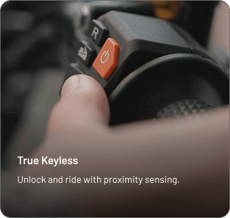 A rider using the P2 handlebar controls