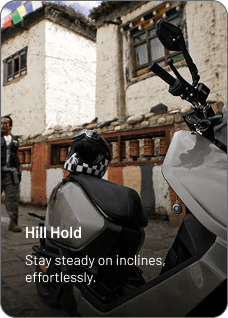 A P2 scooter holding steady on an incline