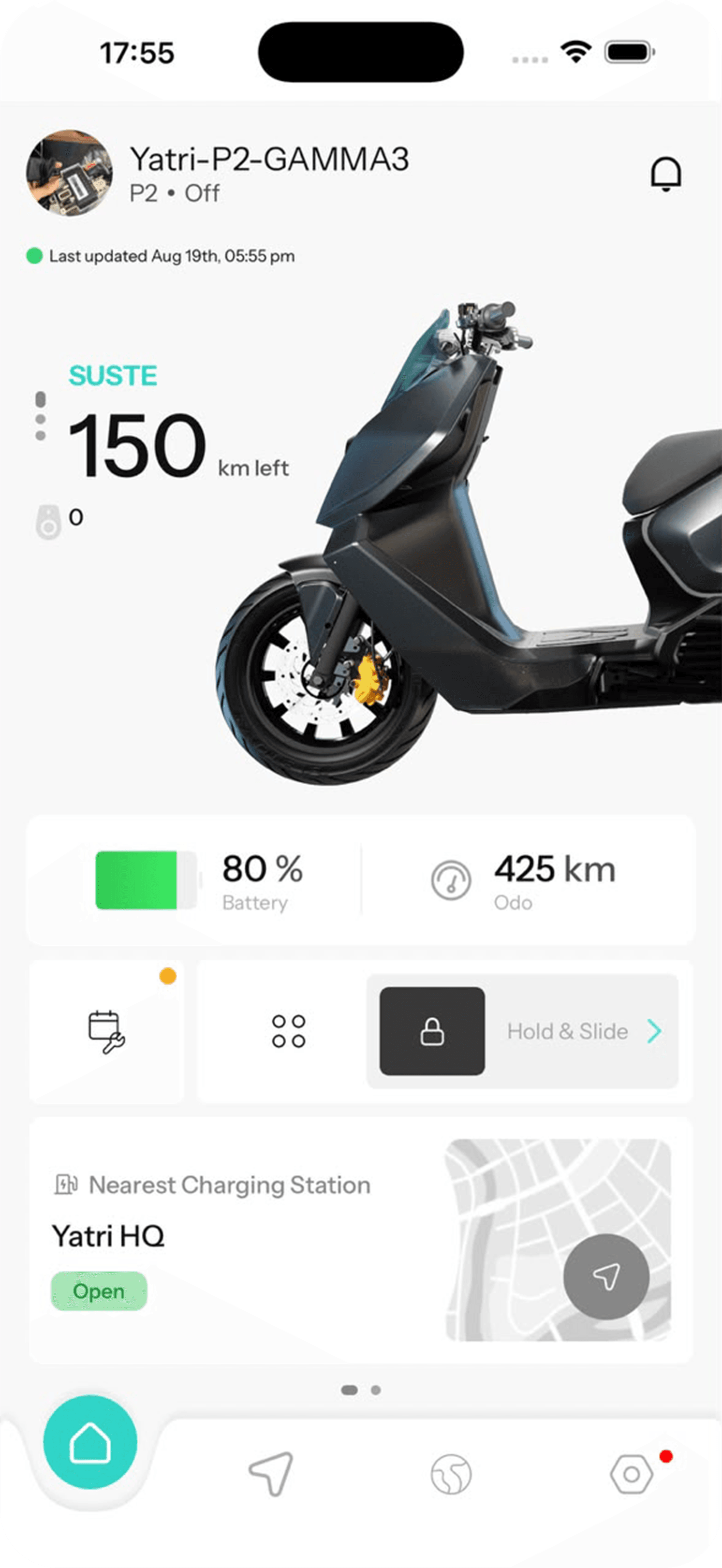 P2 mobile app showing live vehicle status and range